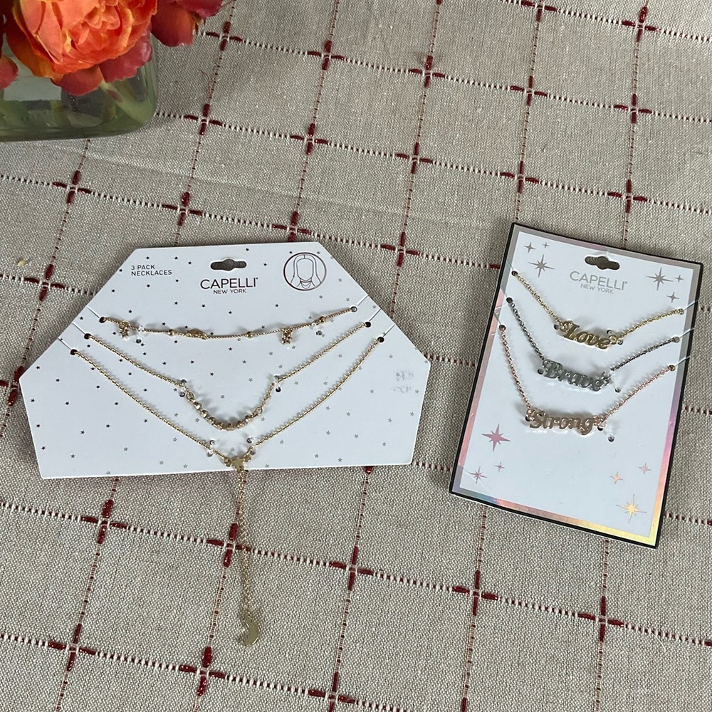 Nordstrom Capelli New York Necklace Sets 6 Total Necklaces Stacked or Separate